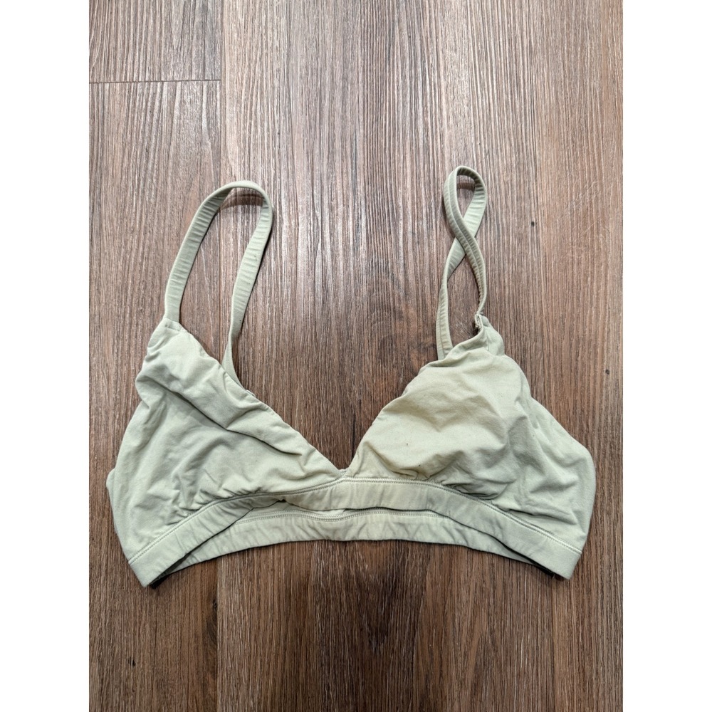 Skims Sage Green Triangle Bralette Adjustable Straps Soft Jersey Knit Minimalist - Picture 2 of 5